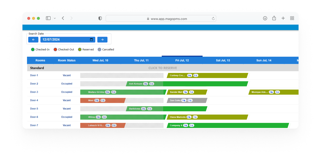 Mago PMS front-desk app